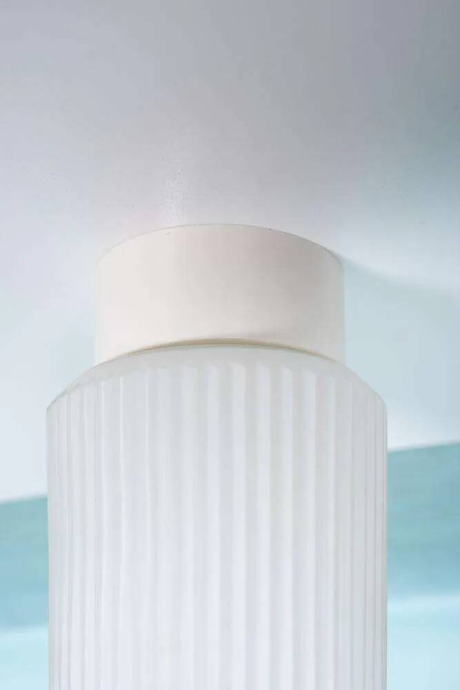 Space-age ribbed glass ceiling lamp, minimalist glass lamp.