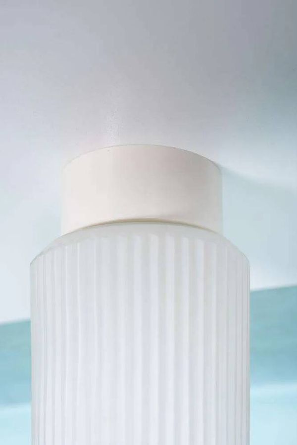 Lampe plafonnier en verre âge spatial à nervures, lampe en verre minimaliste