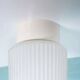 Space-age ribbed glass ceiling lamp, minimalist glass lamp.