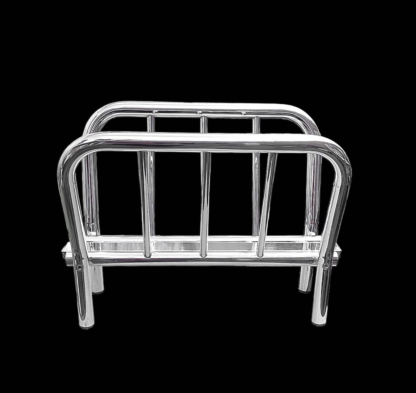 Vintage chrome metal magazine rack