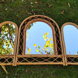Rattan triptych mirror 105x68cm