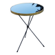 Table d’appoint des années 60 Table Whisky plateau en verre noir et métal doré piètement tripode en