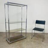 Shelf chrome and smoked glass 70s