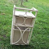 Old White Rattan Linen Cabinet
