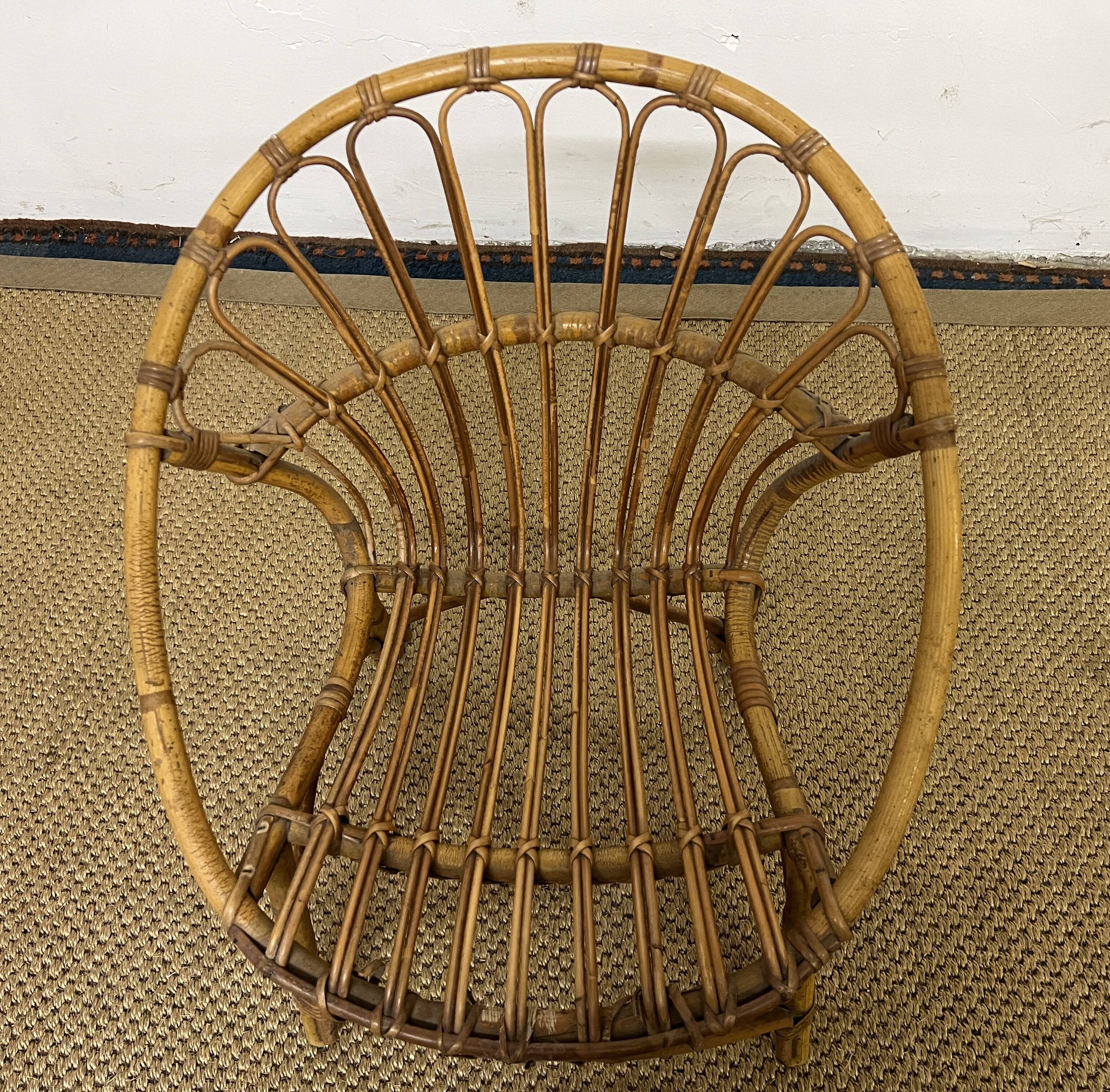 Children's rattan shell armchair