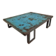 Table basse industrielle acier azur 90 x 110 cm