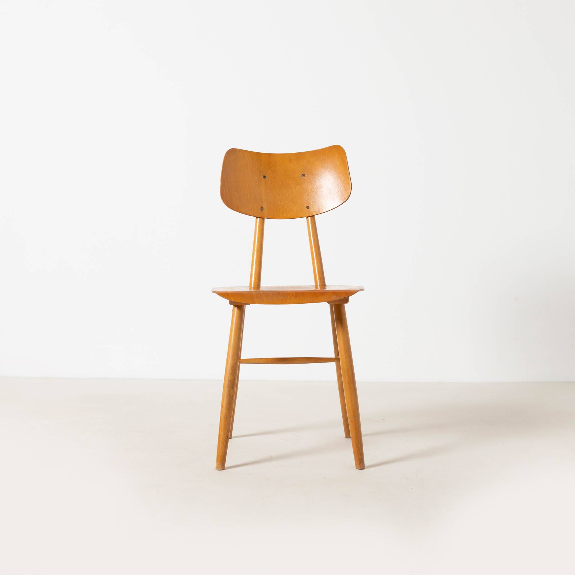 Midcentury dining chair from TON, beech and plywood, Czechoslovakia, 1960s