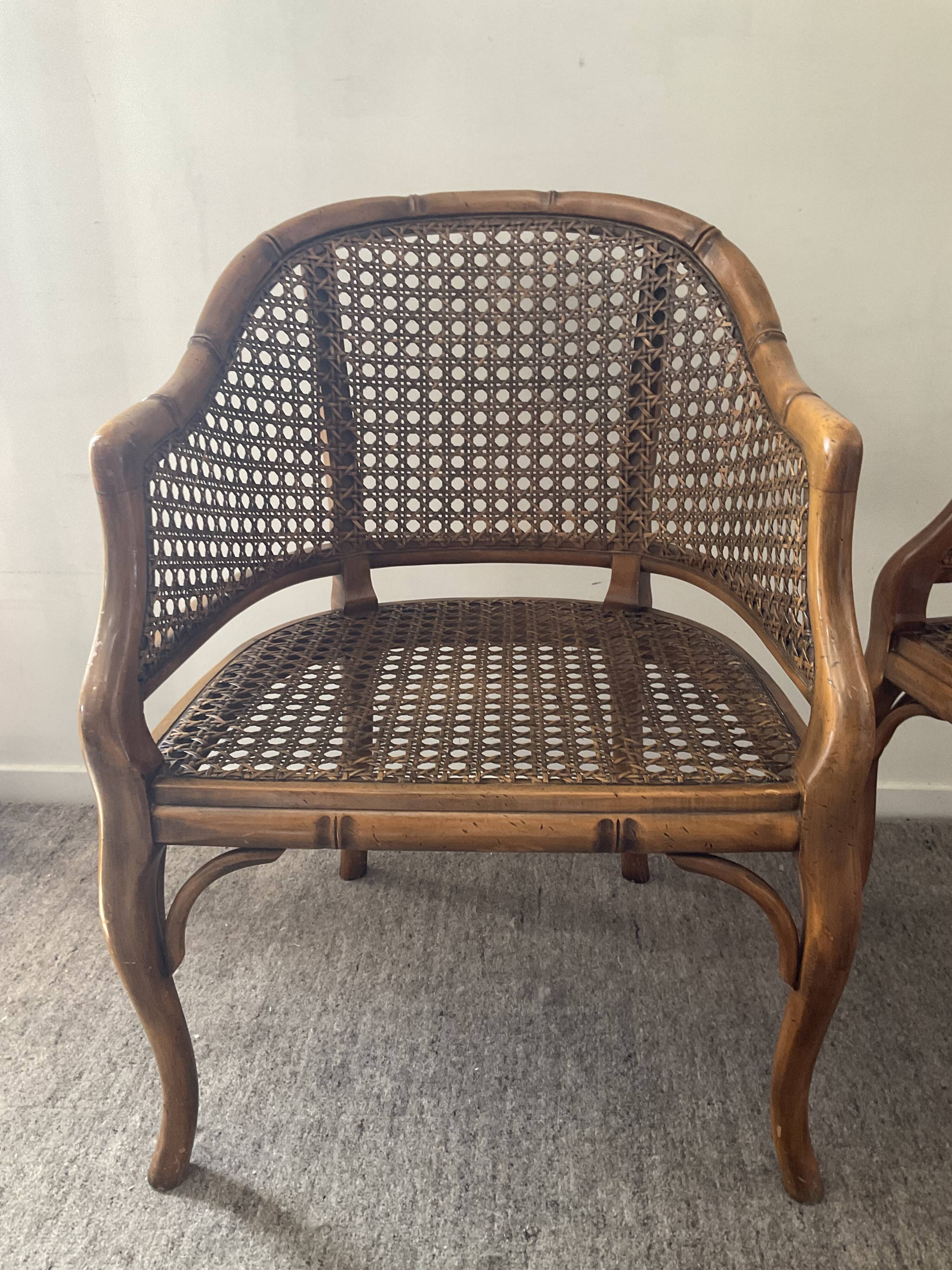 Pair of canned armchairs from the 50s and 60s