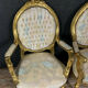 Pair of Louis XVI armchairs with gilded wooden medallion