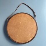 Miroir rond en bois de wengé massif, O.W. Hack Zwolle, Pays-Bas, années 1960