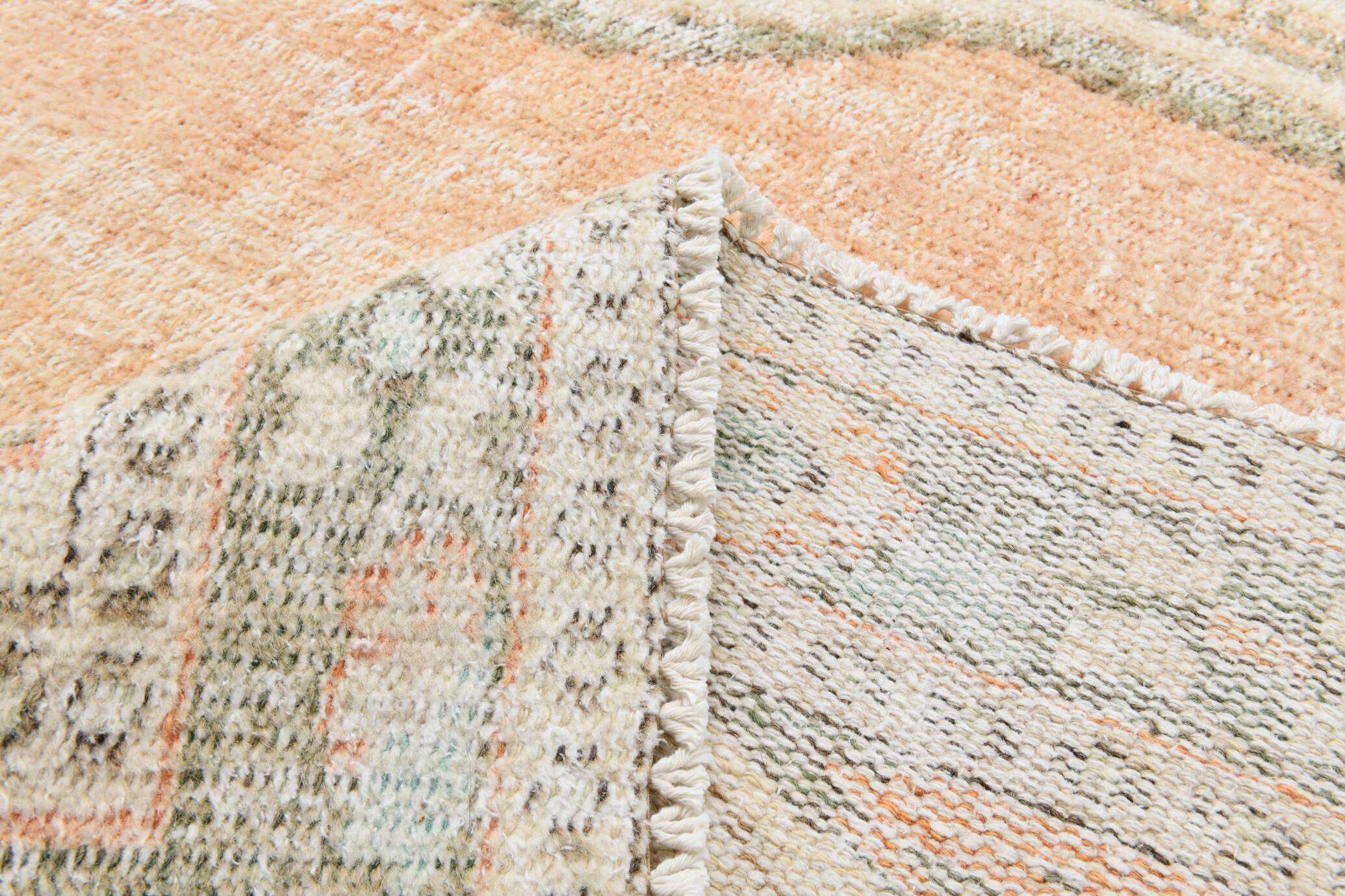 6x9 Peach Orange Antique Vintage Rug 175x293Cm SK 21471