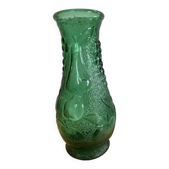 Vintage green glass vase year 1950 Bambicho Marseille fruit decor