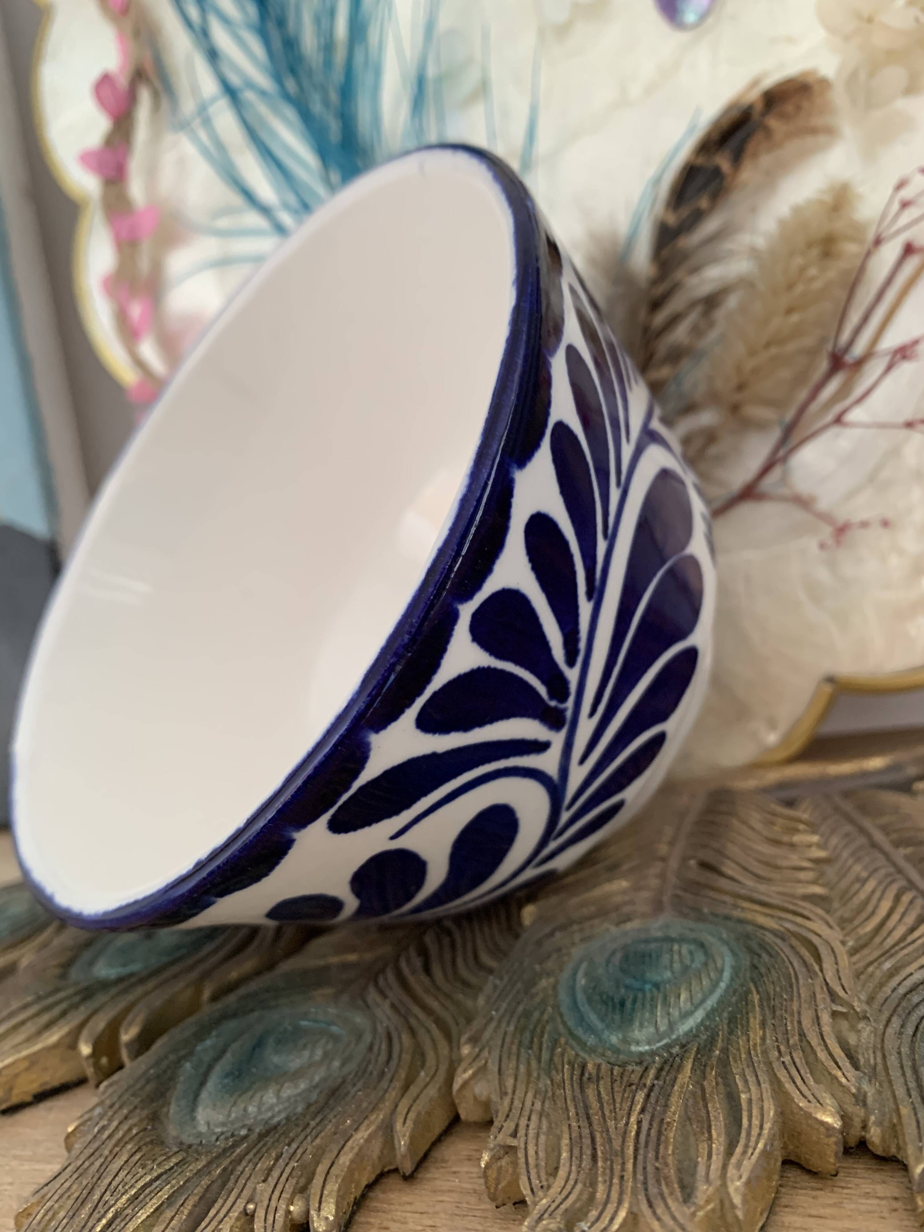 Vintage hard blue & white ceramic bowl - Anfora: art from Madagascar - TBEG!