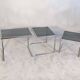 Set of 3 vintage nesting tables in chrome and smoked glass, Roche Bobois style.