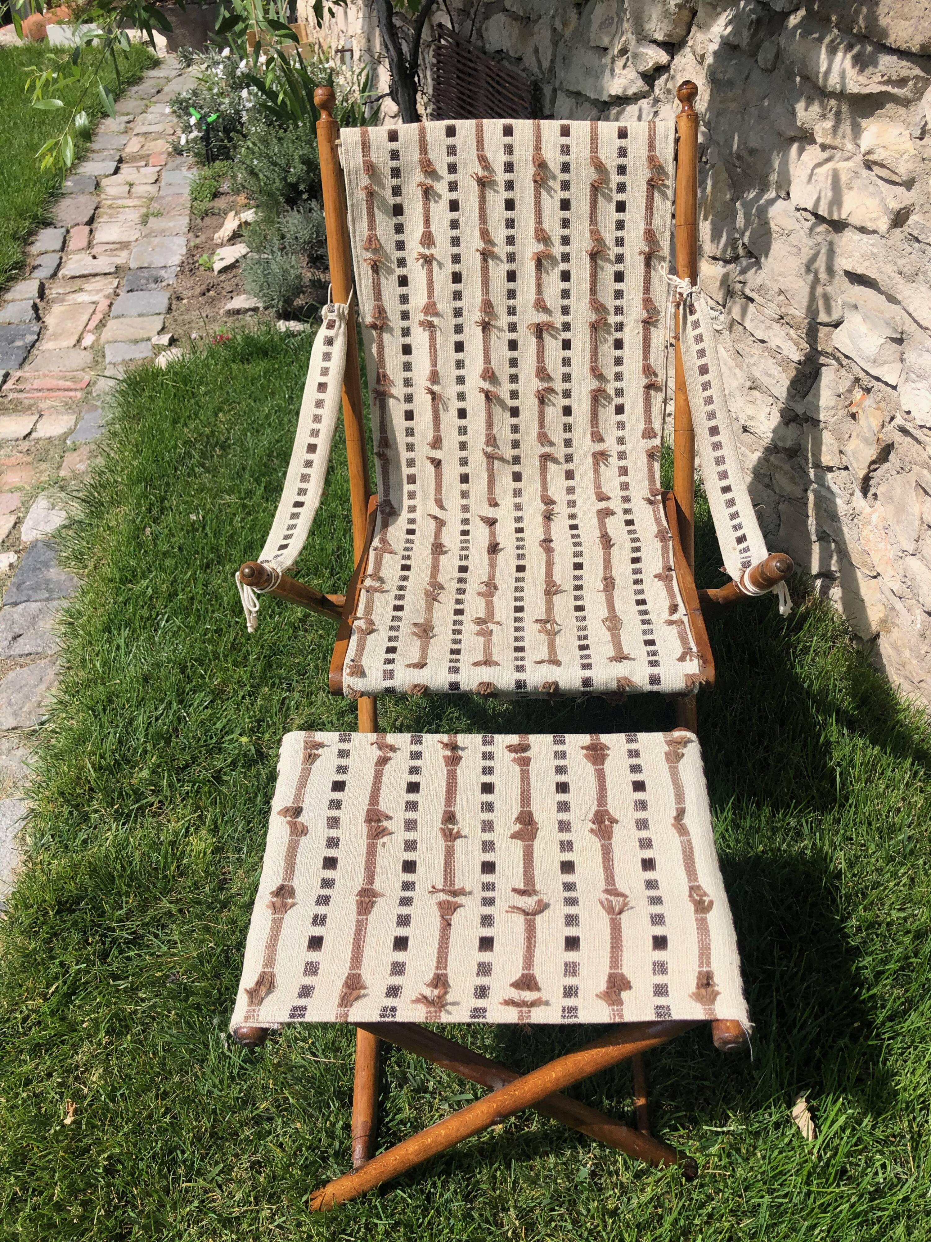 Folding garden chair and his foot rests, folding Napoleon III