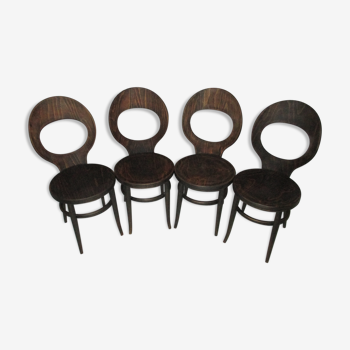 Suite 4 chaises baumann bistrot modele mouette vintage 1960