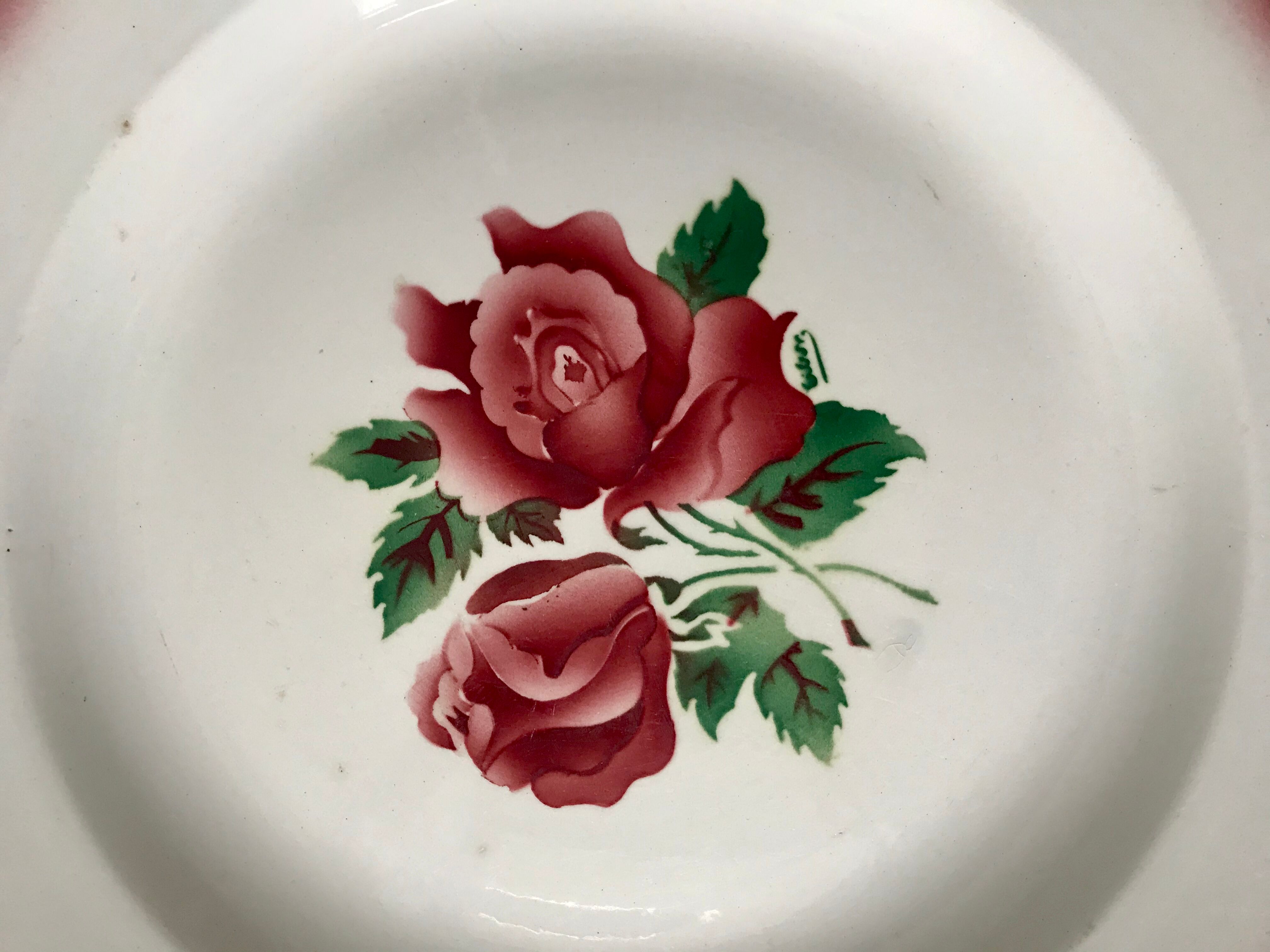 Round dish Digoin Sarreguemines model "Cibon" years 30-40