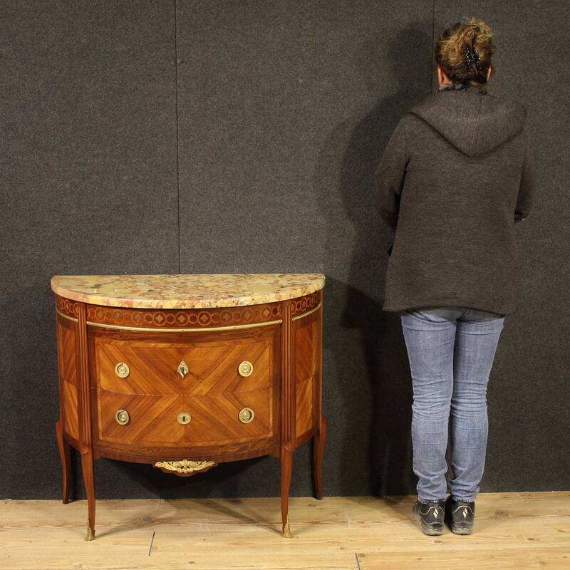 French Louis XVI Style Half-Moon Commode