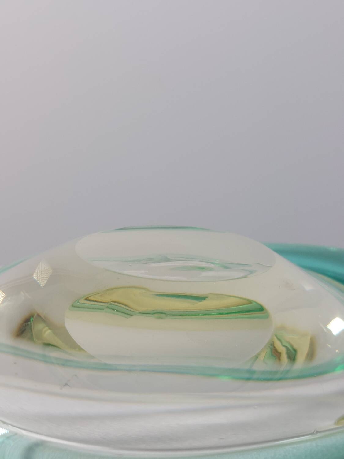 Vintage mid-century artisanal glass catchall.