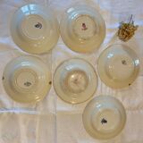 6 Mismatched Terre de Fer Hollow Plates Gien Late 19th Early 20th