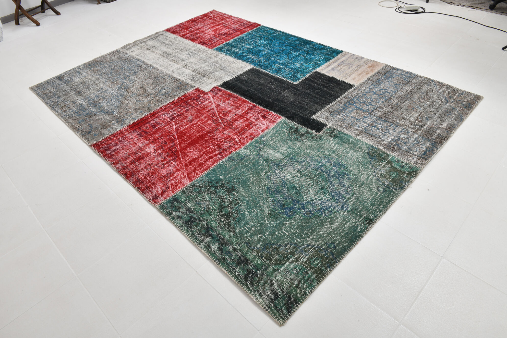 7x10 distressed multciolor vintage rug 301x220cm