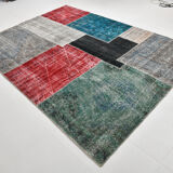 7x10 distressed multciolor vintage rug 301x220cm