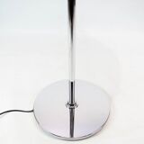 Chrome floor lamp with white lampshade