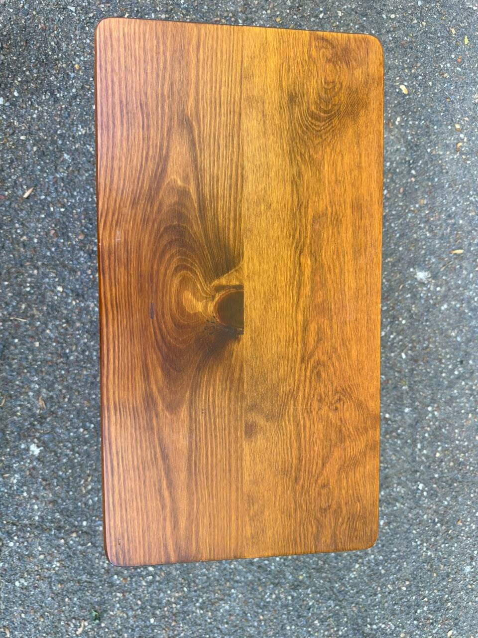 Vintage solid wood magazine rack side table — End table