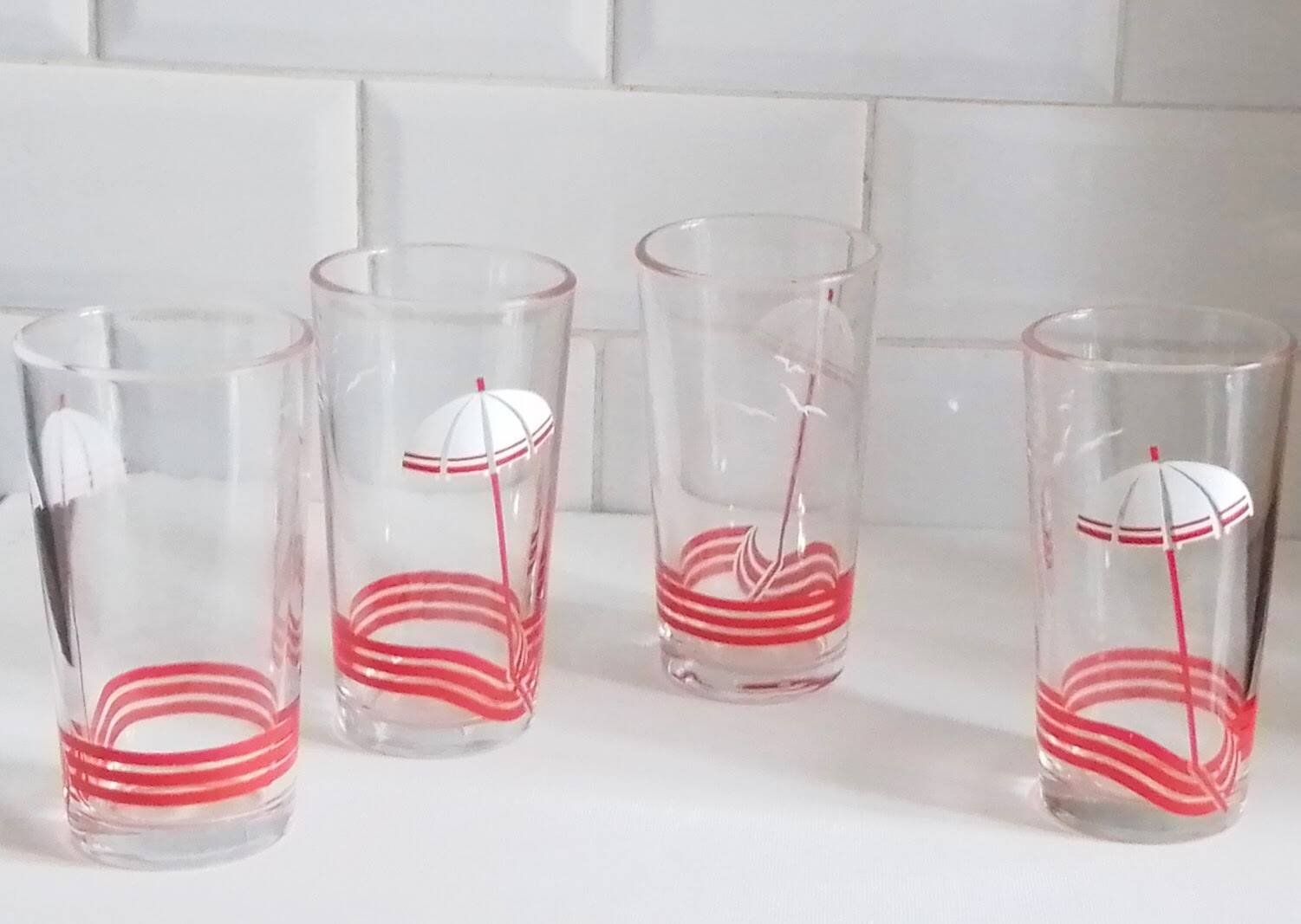 Set of 4 orangeade glasses, Made in Yugoslavia