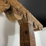 Ancient large carved cedar pillar column from Pakistan, India.