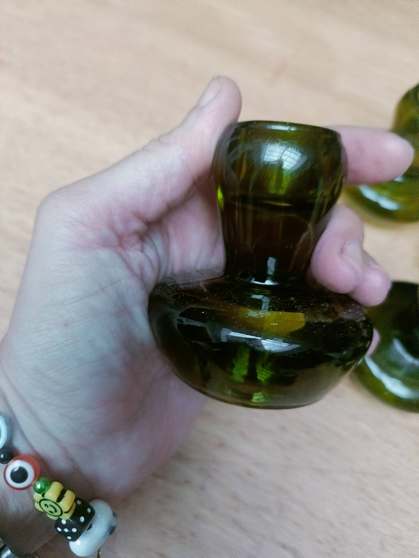 Bottle green glass candle holders