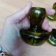 Bottle green glass candle holders