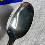 Petites cuillères métal argenté et pince à sucre Art Deco