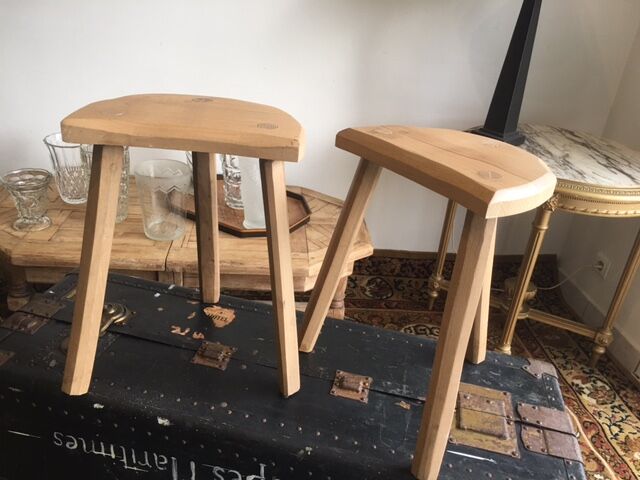 Paire de tabourets  bois brut