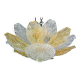 Petite vintage Italian Murano glass amber and transparent ceiling light
