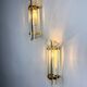 Pair of Venini half-moon wall lights – cut crystal glass & brass, Italy 1970s