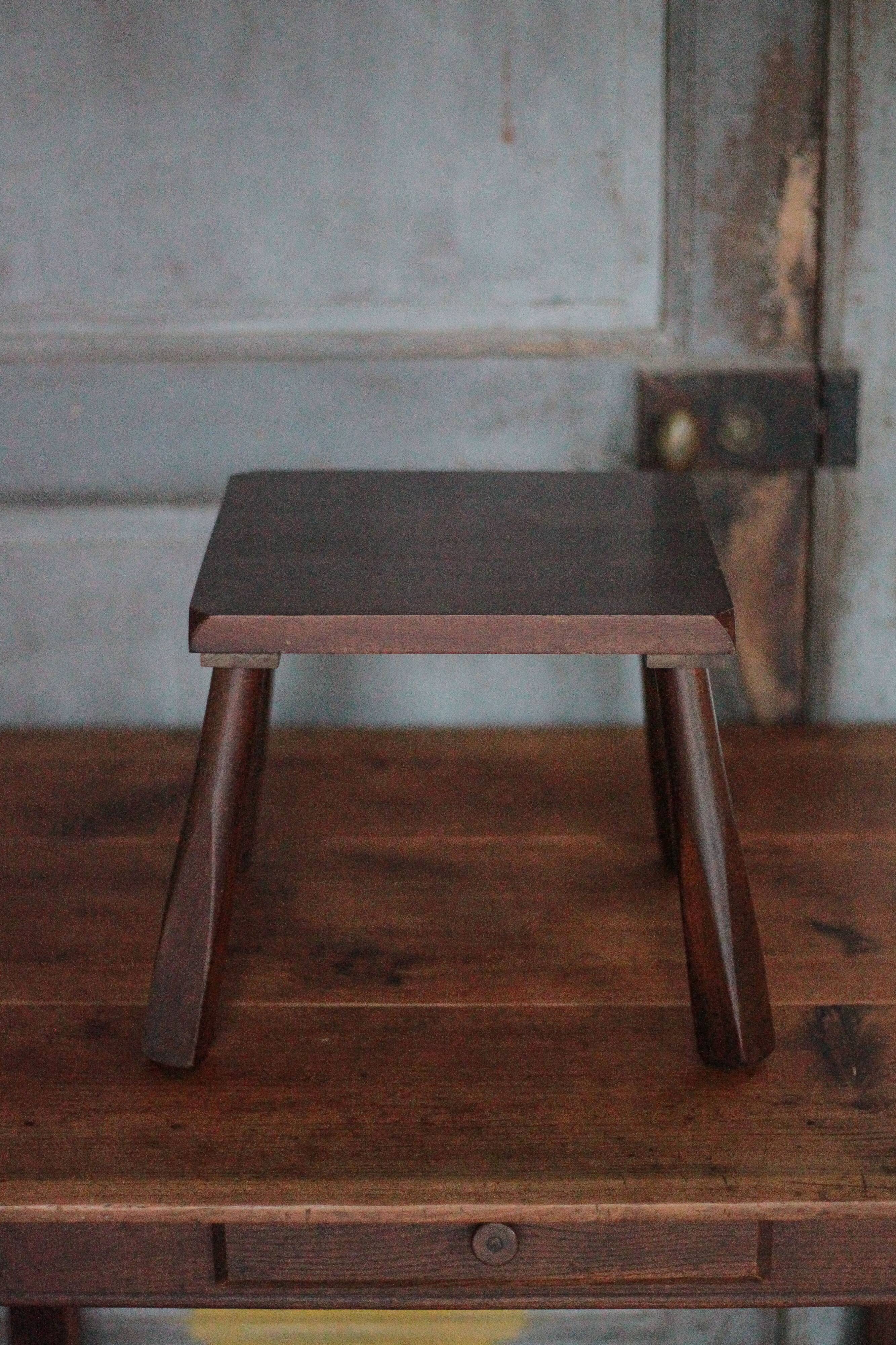 Brutalist wooden stool, vintage side stool, plant stand.