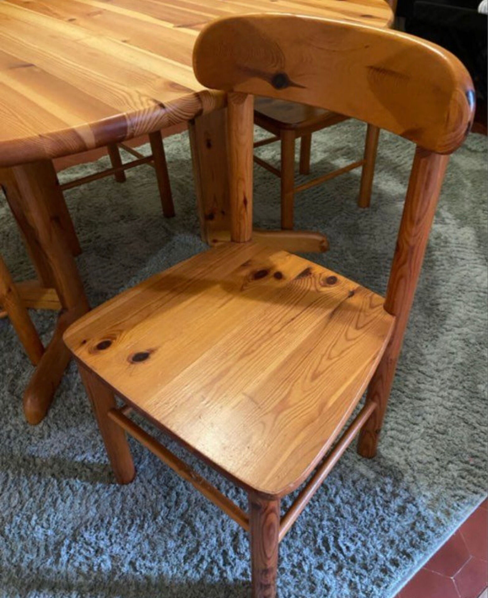 Table and chairs, pine, 1960s.