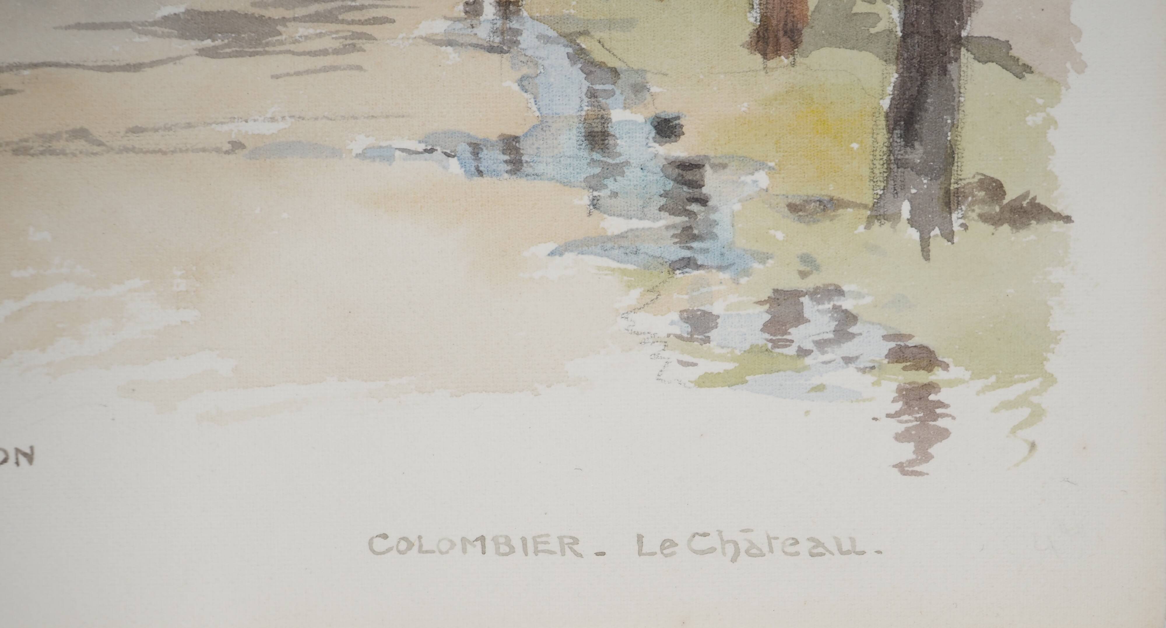 René LEVERD: Switzerland, Château de Colombier, original signed watercolour.