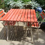Garden table and two vintage canvas chairs 50/60