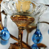 Lustre pampilles bleues a 3 feux