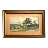 Aquarelle classique, école du 19e siècle, Vue d'Andilly, 1818.
