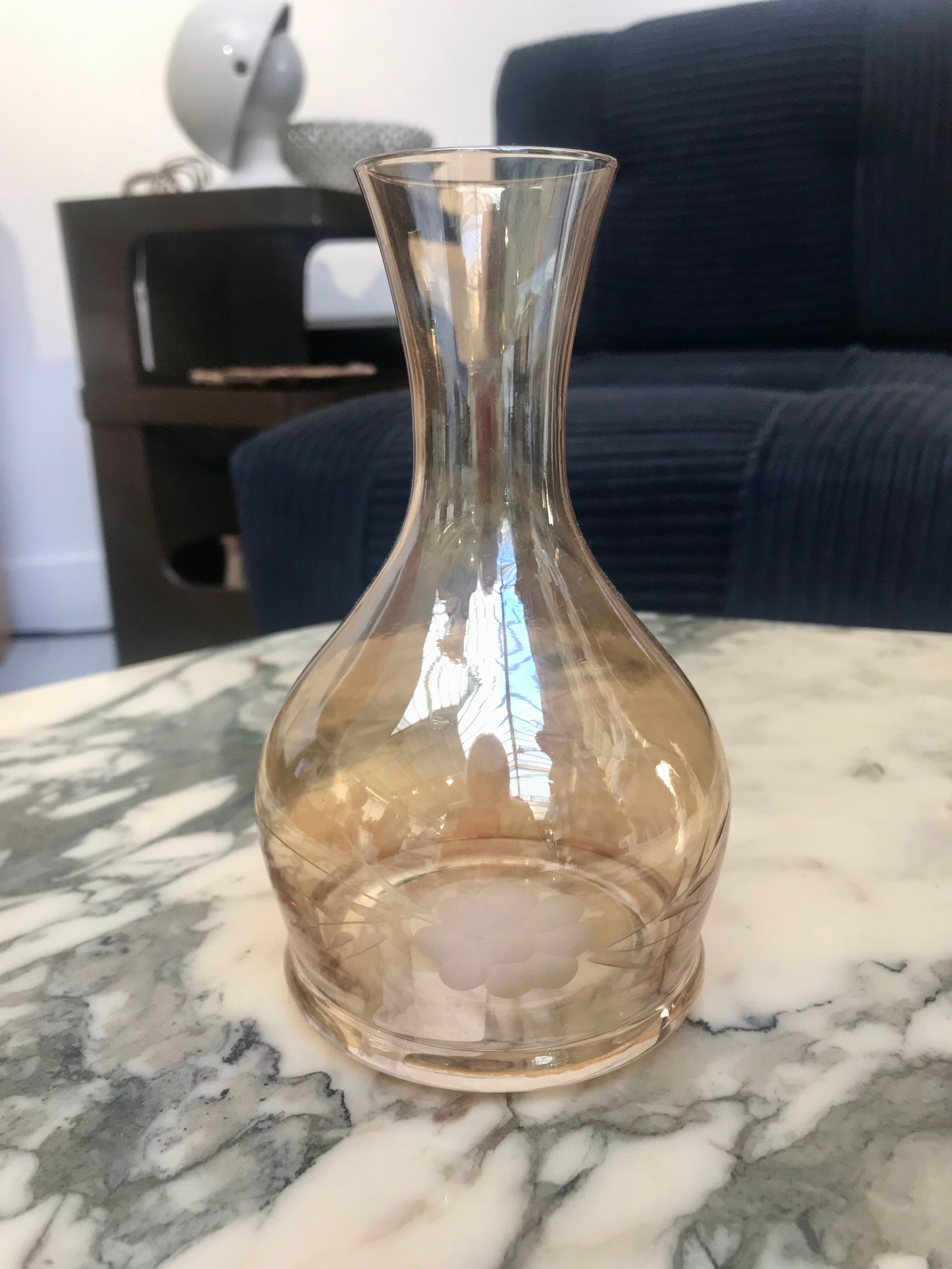 Engraved glass vase
