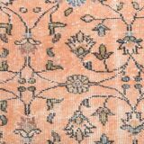 7x10 Soft Pastel Orange Handmade Floral Turkish Vintage Rug