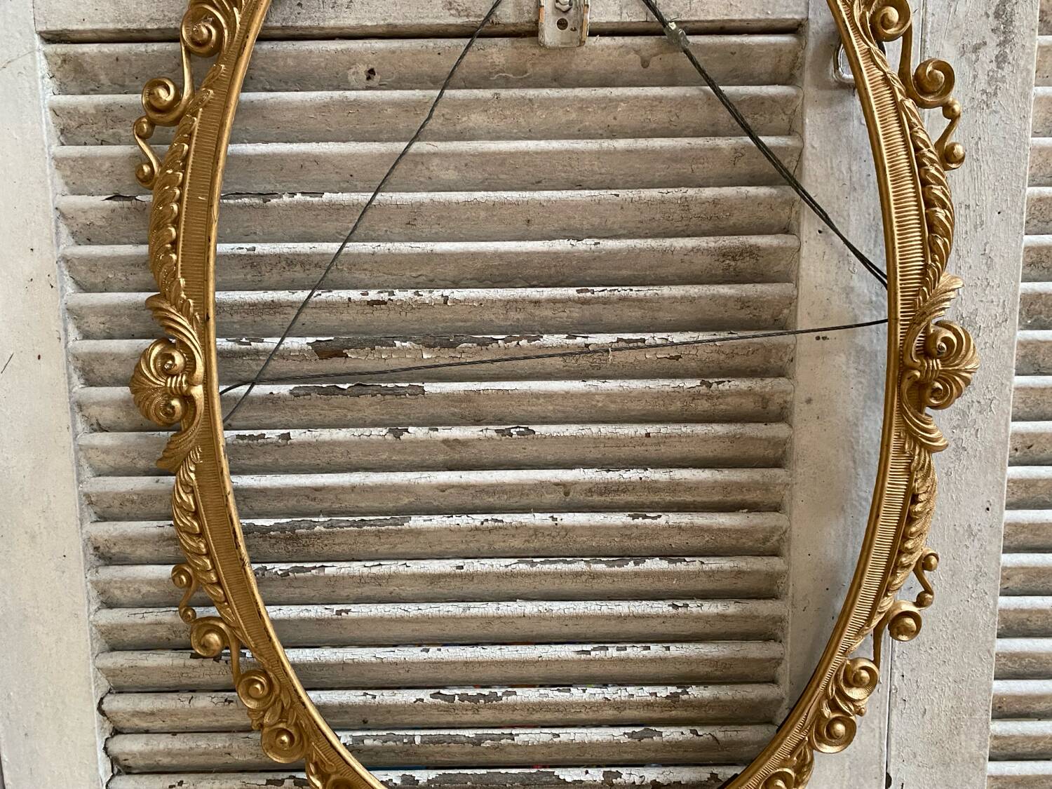 Antique Oval Mirror Frame Pediment Knot Louis XV Style Gilt Bronze