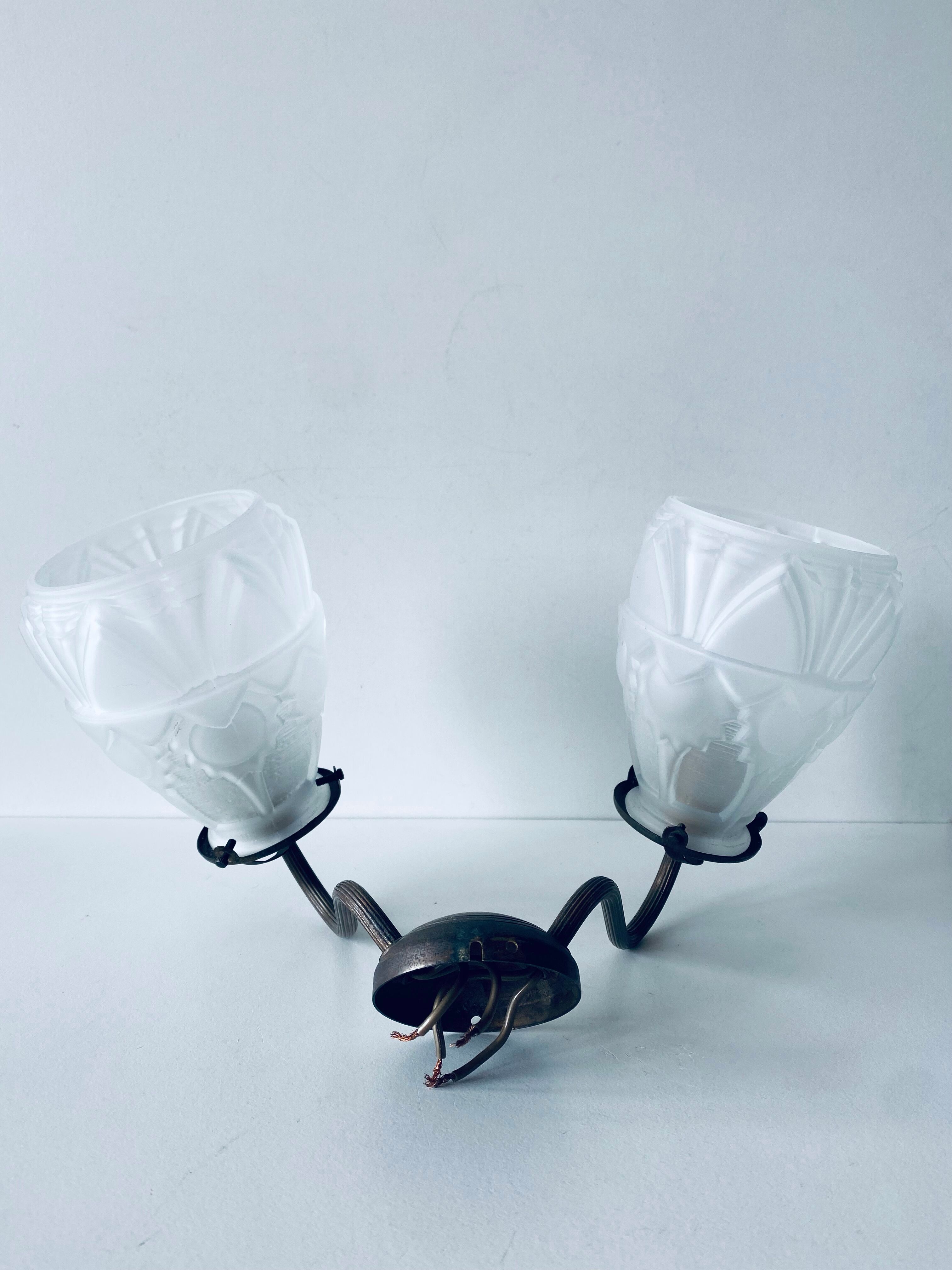 Art Deco wall lamp double fires