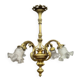 Lustre ancien en bronze massif doré.