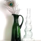 Duo de carafes en verre Empoli vintage