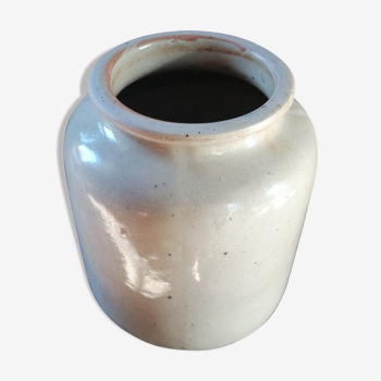 Grey enamelled sandstone pot
