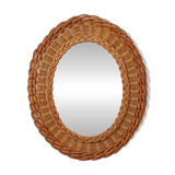 Small mid-century rattan mirror, France 1960s